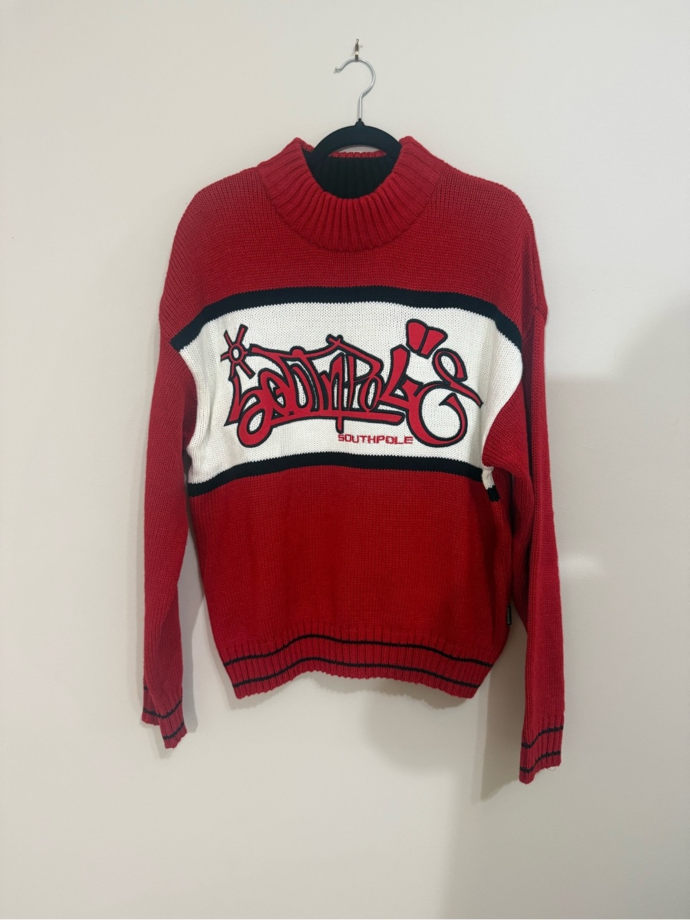 Southpole Embroidered Spellout Knit Sweater Turtleneck Acrylic Men's Size L New
